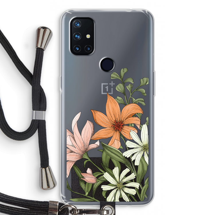 Floral bouquet: OnePlus Nord N10 5G Transparant Hoesje met koord