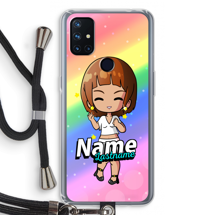 Chibi Maker vrouw: OnePlus Nord N10 5G Transparant Hoesje met koord