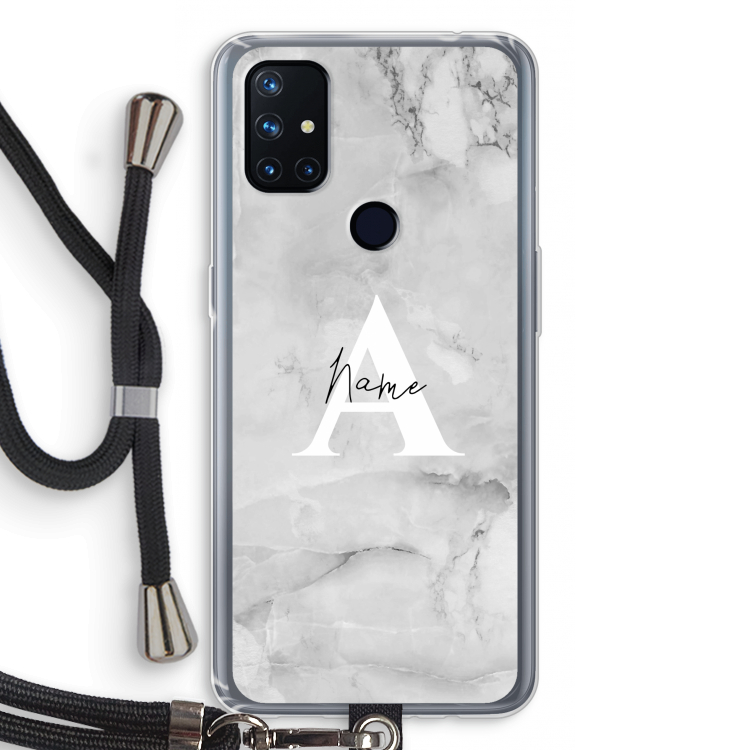 Ivory Marble: OnePlus Nord N10 5G Transparant Hoesje met koord