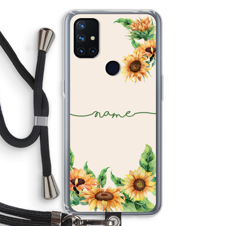 Zonnebloemen: OnePlus Nord N10 5G Transparant Hoesje met koord