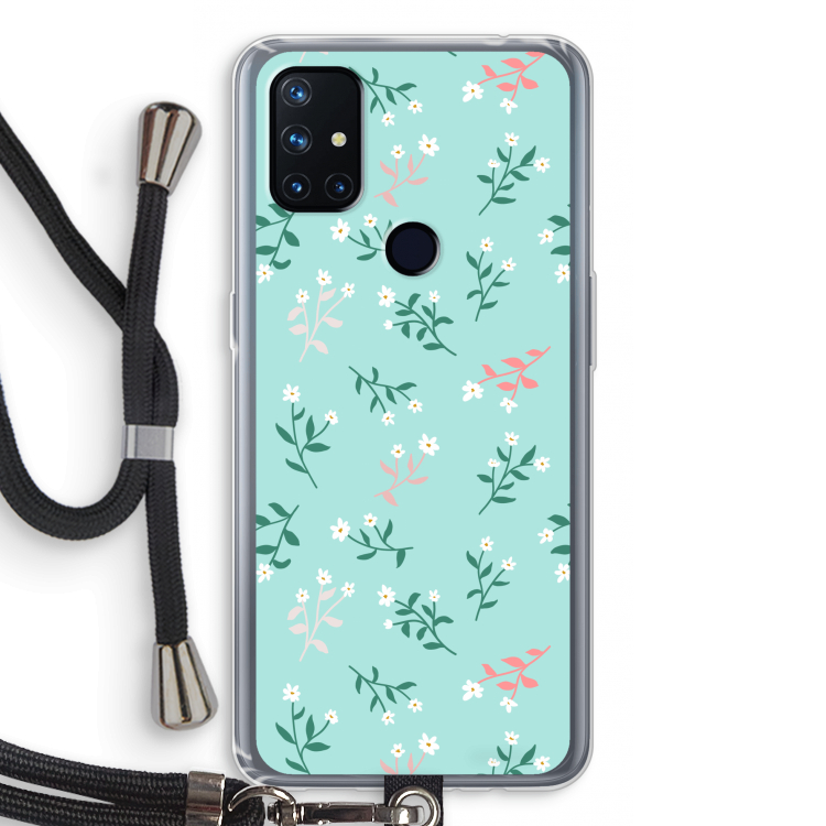 Small white flowers: OnePlus Nord N10 5G Transparant Hoesje met koord