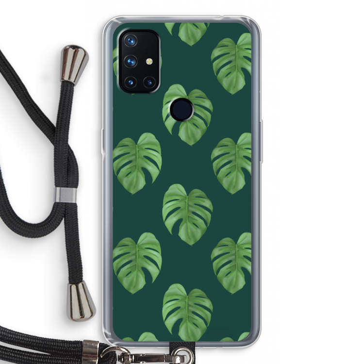 Monstera leaves: OnePlus Nord N10 5G Transparant Hoesje met koord