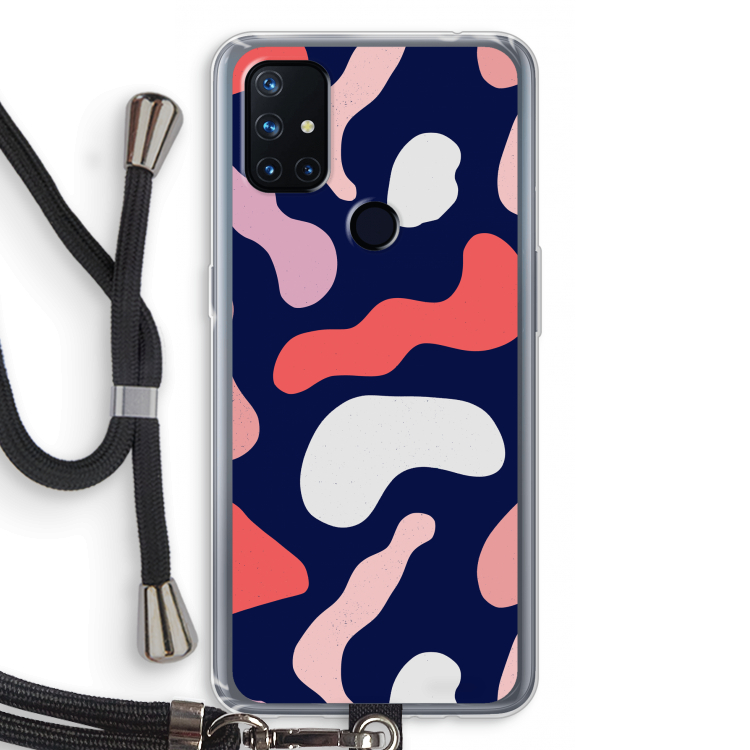 Memphis Shapes Pink: OnePlus Nord N10 5G Transparant Hoesje met koord