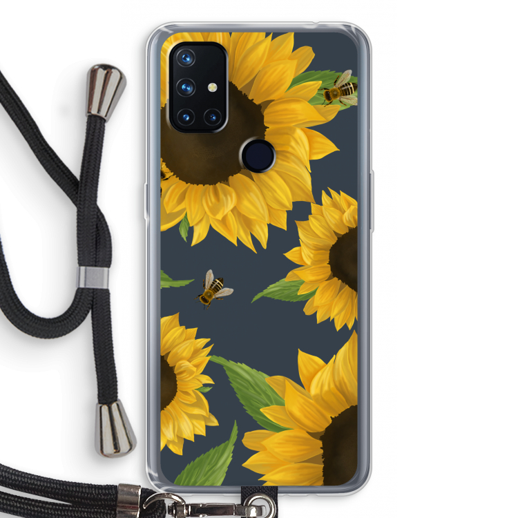 Sunflower and bees: OnePlus Nord N10 5G Transparant Hoesje met koord