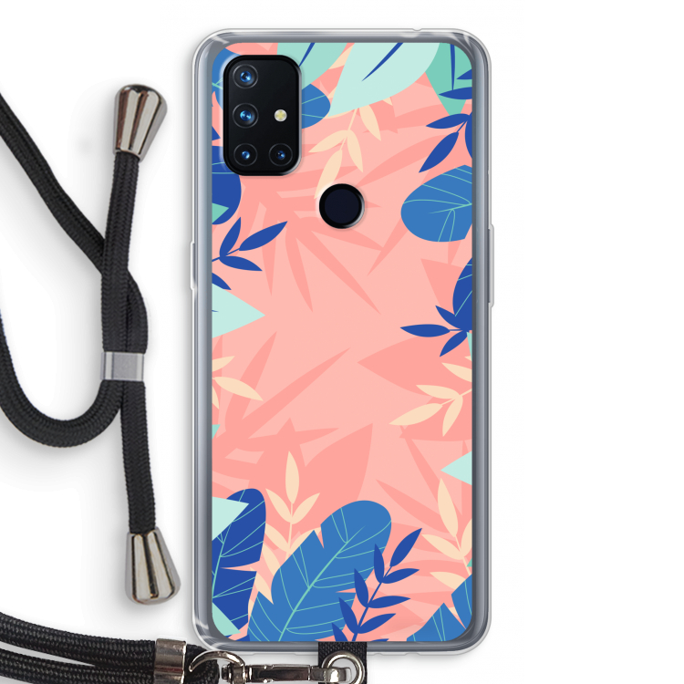 Tropisch: OnePlus Nord N10 5G Transparant Hoesje met koord