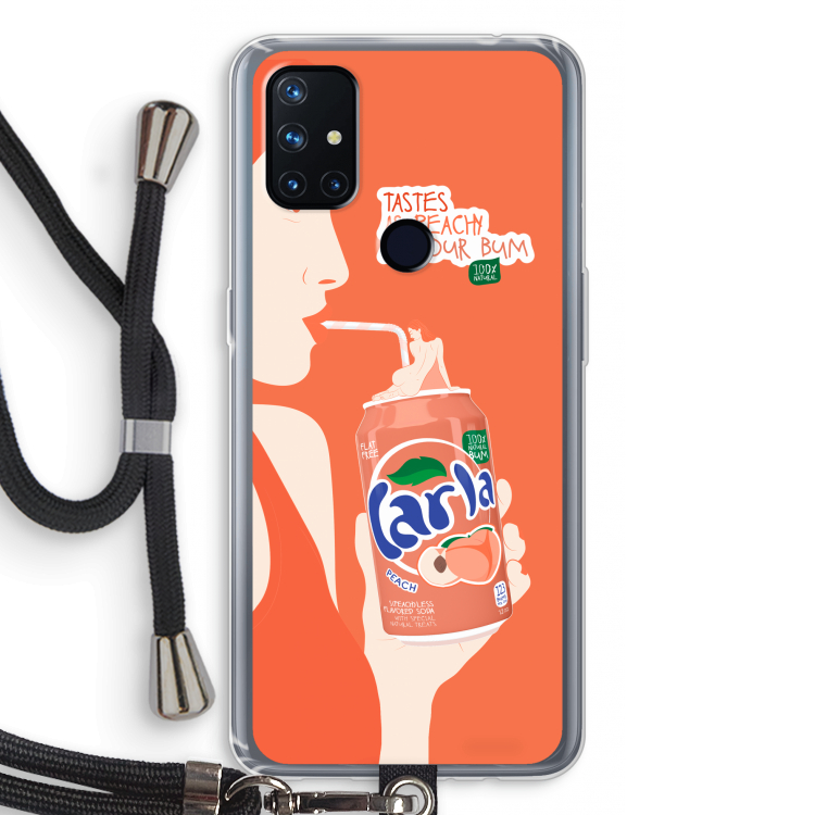 Peach please!: OnePlus Nord N10 5G Transparant Hoesje met koord