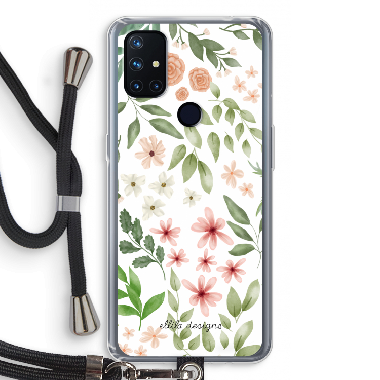 Botanical sweet flower heaven: OnePlus Nord N10 5G Transparant Hoesje met koord