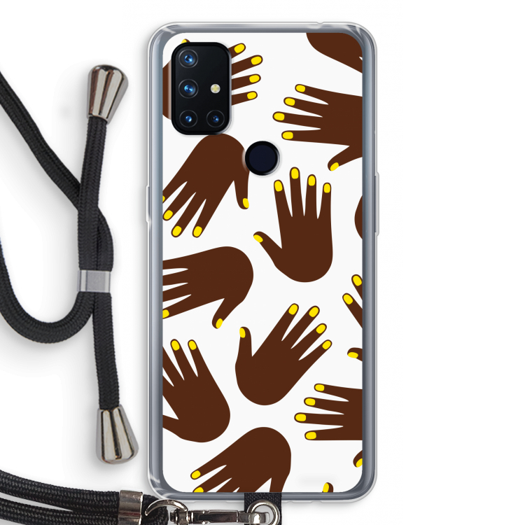 Hands dark: OnePlus Nord N10 5G Transparant Hoesje met koord