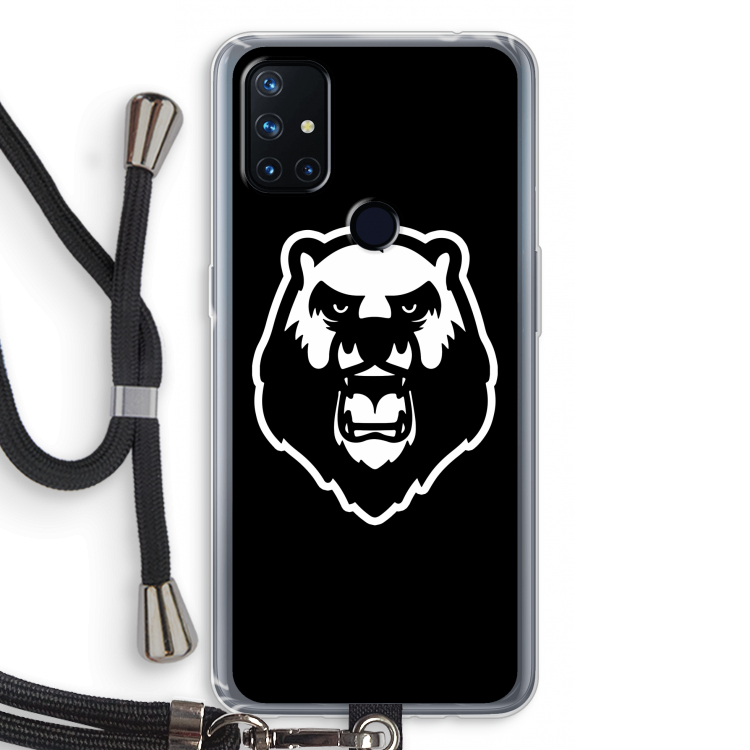 Angry Bear (black): OnePlus Nord N10 5G Transparant Hoesje met koord