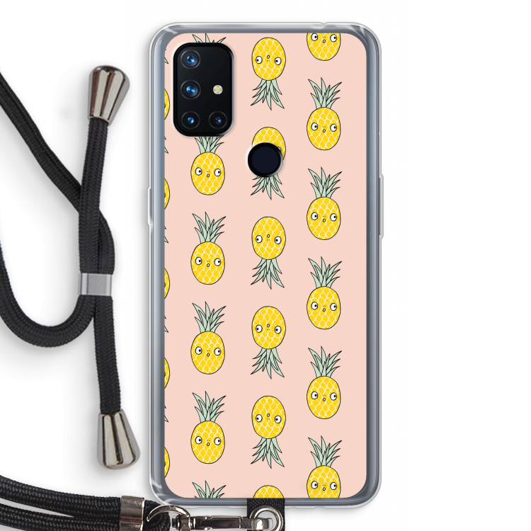 Ananas: OnePlus Nord N10 5G Transparant Hoesje met koord