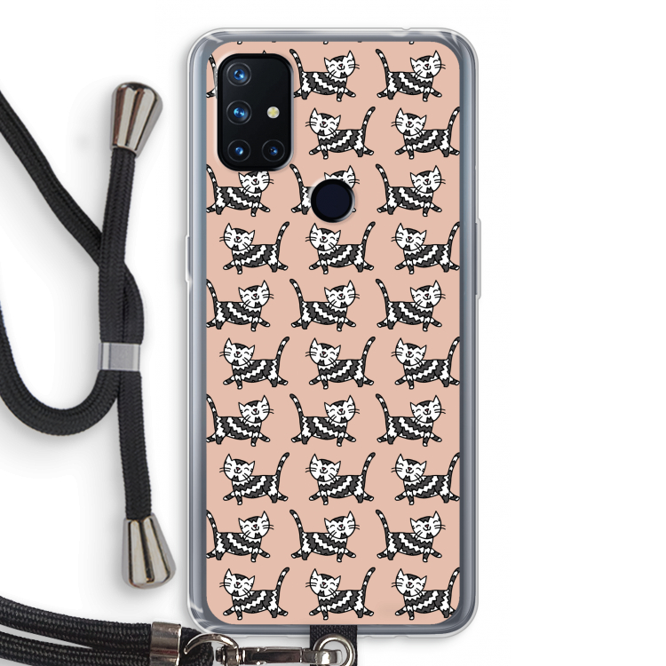 Zwarte poes: OnePlus Nord N10 5G Transparant Hoesje met koord