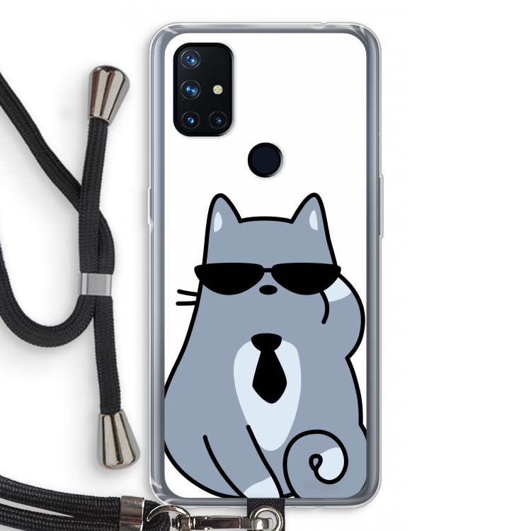 Cool cat: OnePlus Nord N10 5G Transparant Hoesje met koord