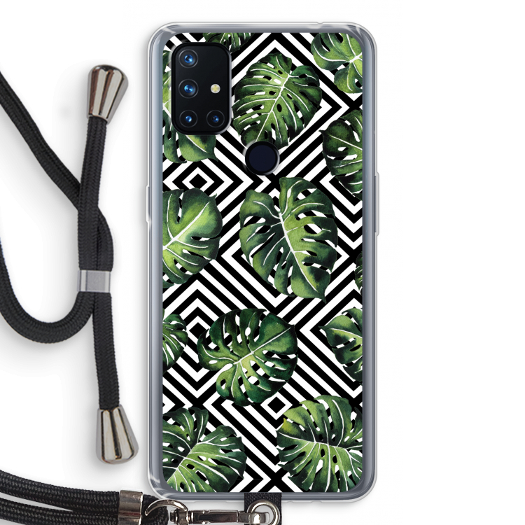 Geometrische jungle: OnePlus Nord N10 5G Transparant Hoesje met koord