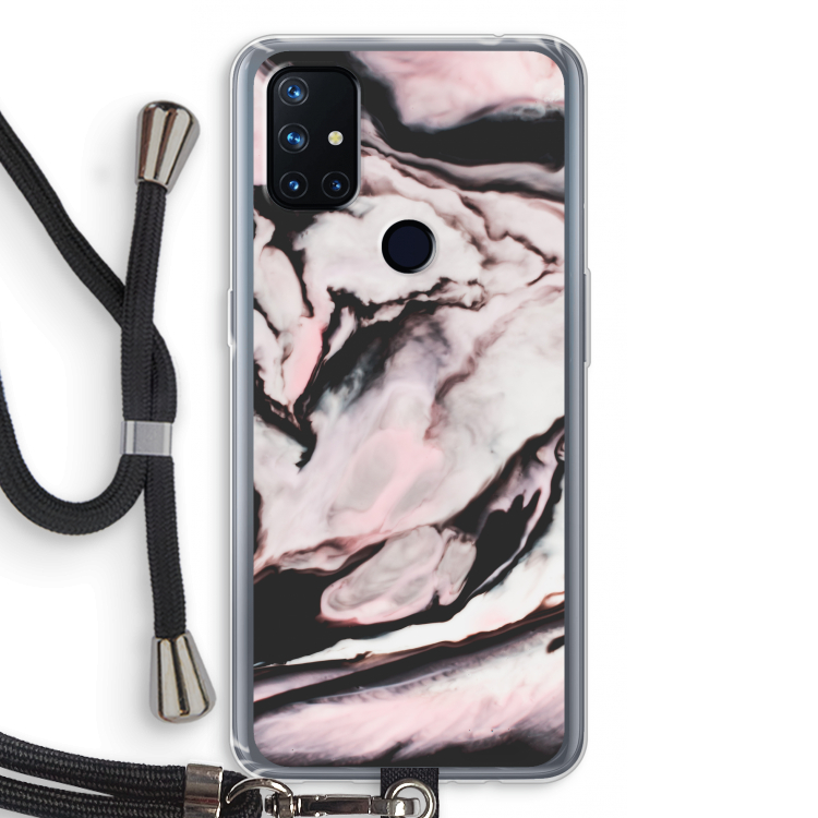 Roze stroom: OnePlus Nord N10 5G Transparant Hoesje met koord