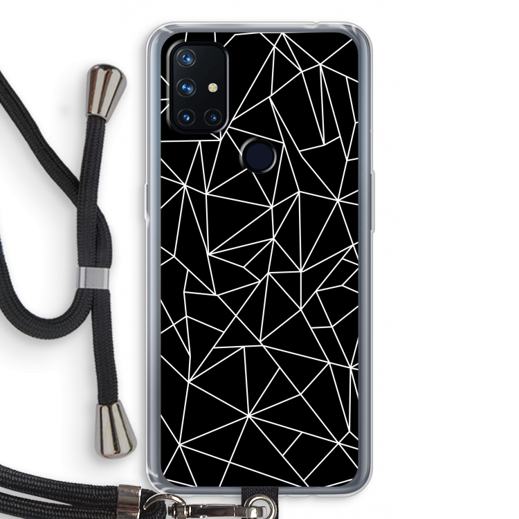 Geometrische lijnen wit: OnePlus Nord N10 5G Transparant Hoesje met koord