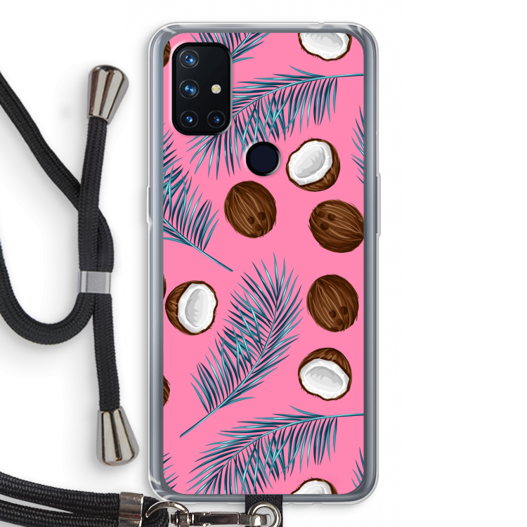 Kokosnoot roze: OnePlus Nord N10 5G Transparant Hoesje met koord