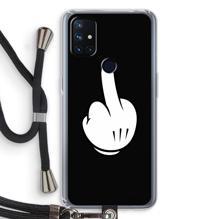 Middle finger black: OnePlus Nord N10 5G Transparant Hoesje met koord