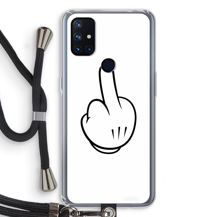 Middle finger white: OnePlus Nord N10 5G Transparant Hoesje met koord