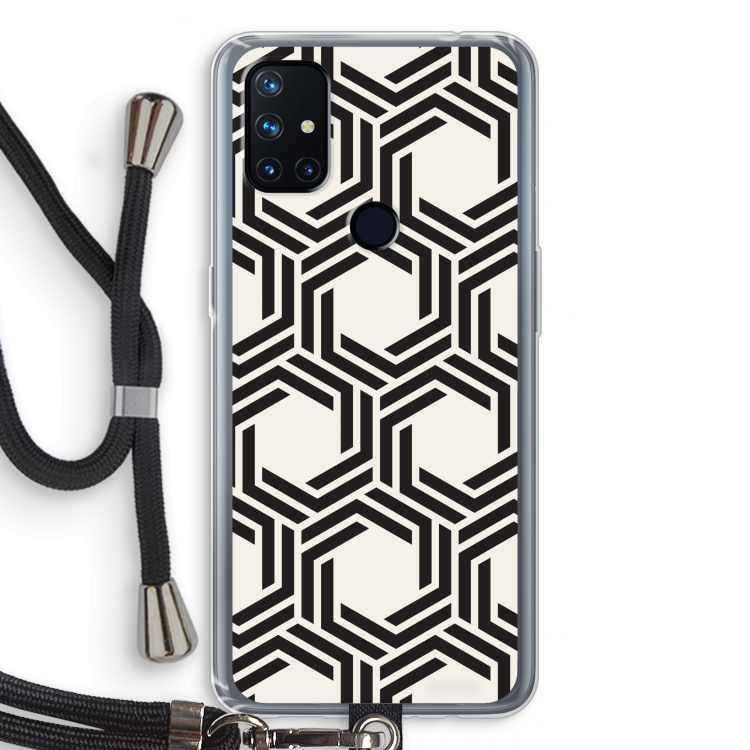 Geometrisch patroon: OnePlus Nord N10 5G Transparant Hoesje met koord