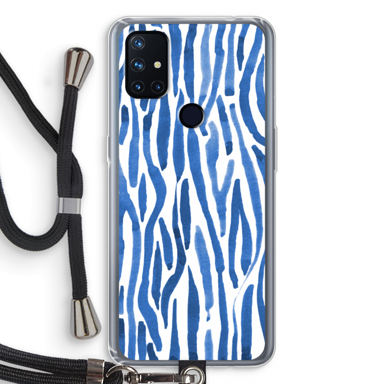 Blauwe nerven: OnePlus Nord N10 5G Transparant Hoesje met koord