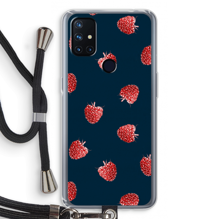 Framboosjes: OnePlus Nord N10 5G Transparant Hoesje met koord