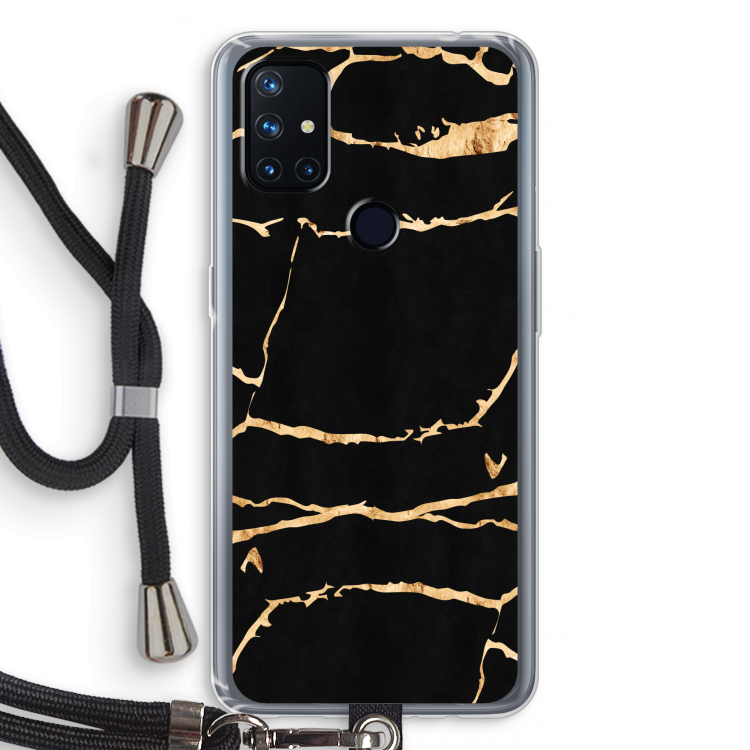 Gouden marmer: OnePlus Nord N10 5G Transparant Hoesje met koord