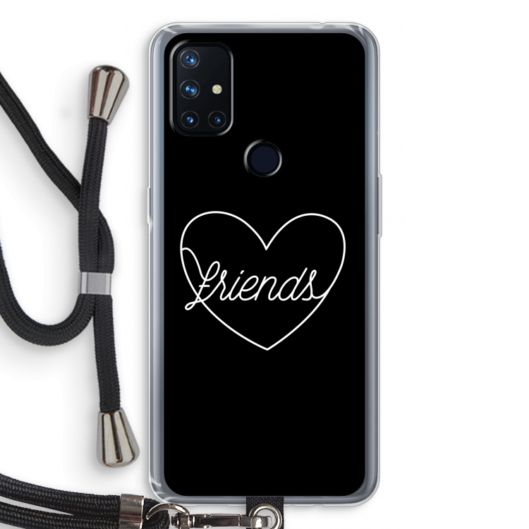 Friends heart black: OnePlus Nord N10 5G Transparant Hoesje met koord