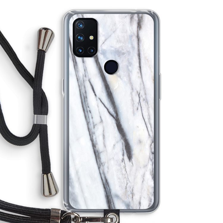 Gestreepte marmer: OnePlus Nord N10 5G Transparant Hoesje met koord