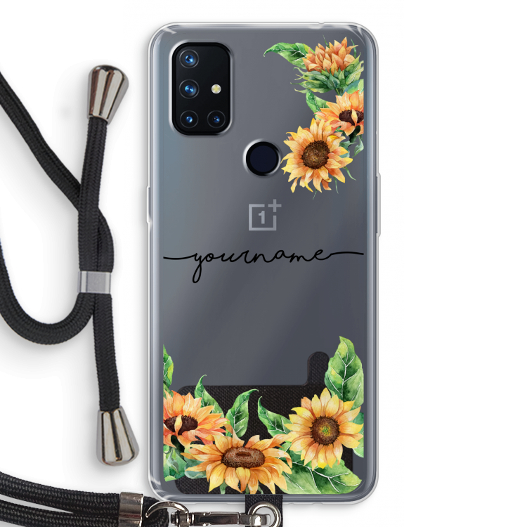 Zonnebloemen: OnePlus Nord N10 5G Transparant Hoesje met koord