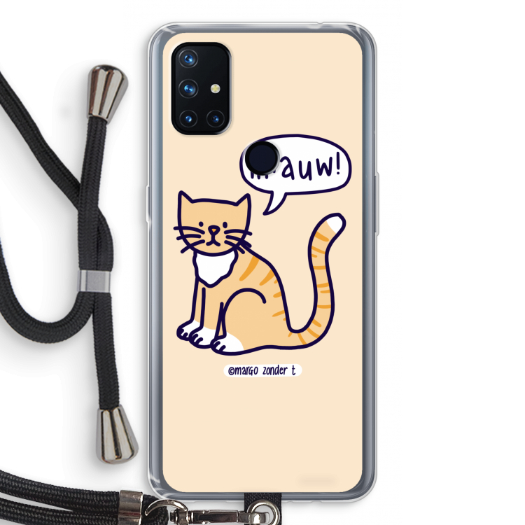 Miauw: OnePlus Nord N10 5G Transparant Hoesje met koord