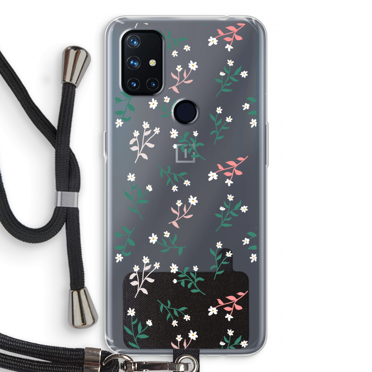 Small white flowers: OnePlus Nord N10 5G Transparant Hoesje met koord