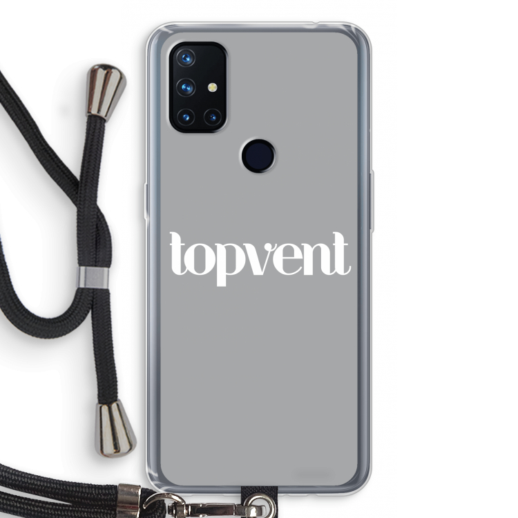 Topvent Grijs Wit: OnePlus Nord N10 5G Transparant Hoesje met koord