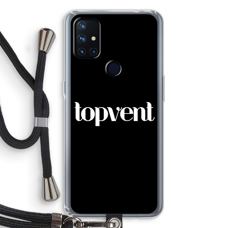 Topvent Zwart: OnePlus Nord N10 5G Transparant Hoesje met koord