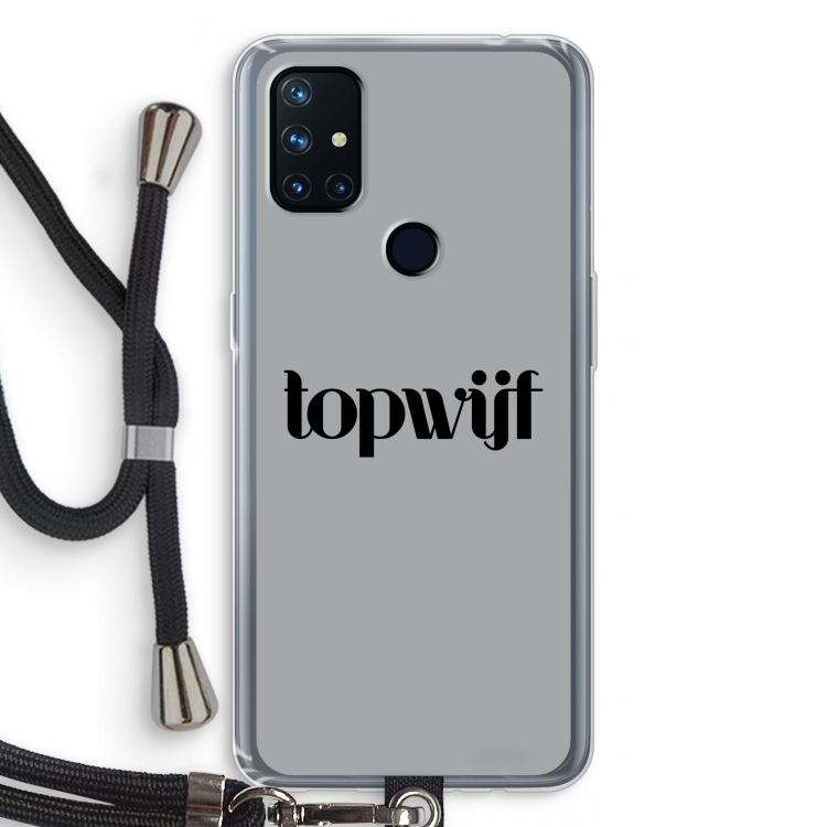 Topwijf Grijs Zwart: OnePlus Nord N10 5G Transparant Hoesje met koord