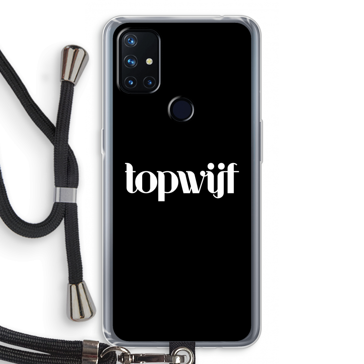 Topwijf Zwart: OnePlus Nord N10 5G Transparant Hoesje met koord