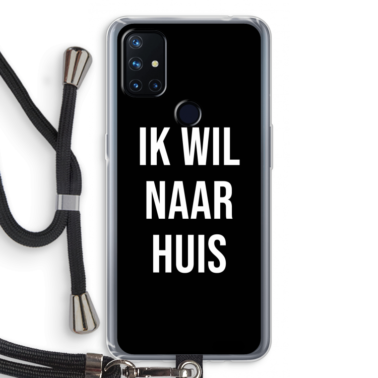 Ik wil naar huis - Zwart: OnePlus Nord N10 5G Transparant Hoesje met koord