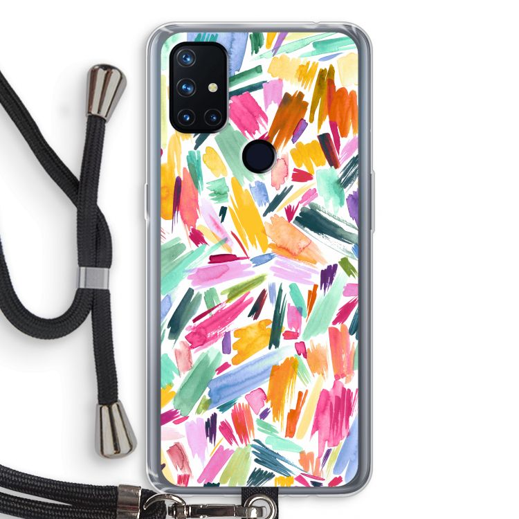 Watercolor Brushstrokes: OnePlus Nord N10 5G Transparant Hoesje met koord