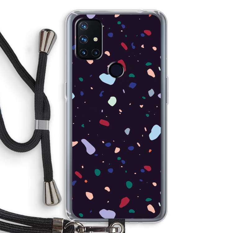 Dark Rounded Terrazzo: OnePlus Nord N10 5G Transparant Hoesje met koord