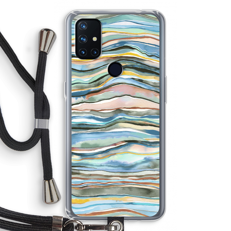 Watercolor Agate: OnePlus Nord N10 5G Transparant Hoesje met koord