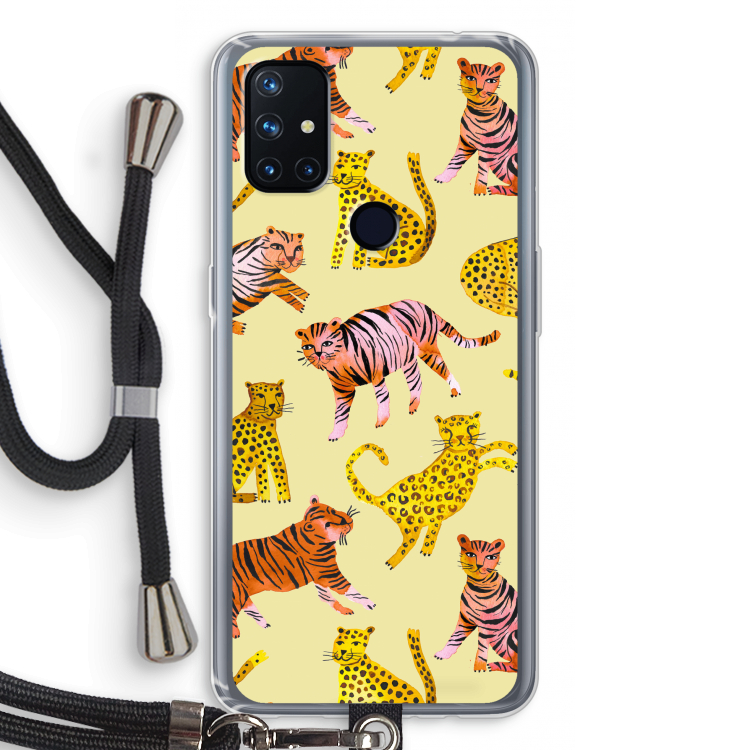 Cute Tigers and Leopards: OnePlus Nord N10 5G Transparant Hoesje met koord