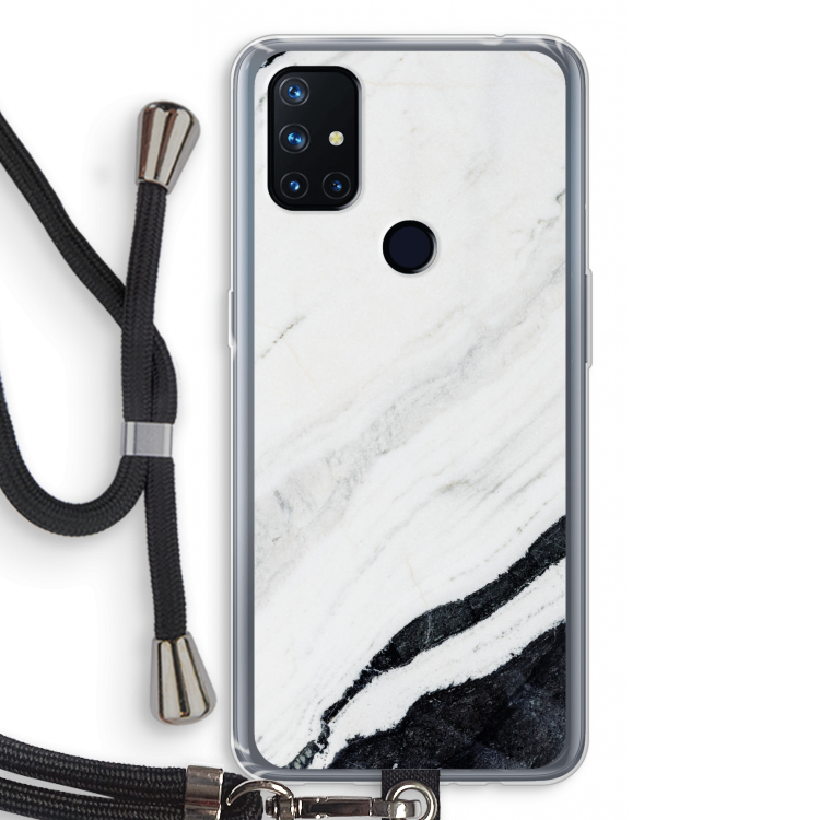 Elegante marmer: OnePlus Nord N10 5G Transparant Hoesje met koord