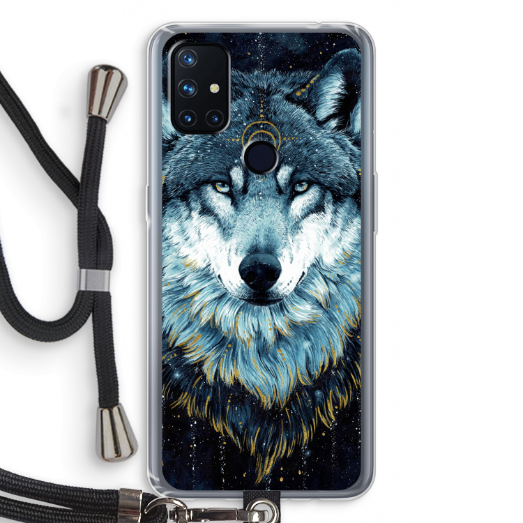 Darkness Wolf: OnePlus Nord N10 5G Transparant Hoesje met koord