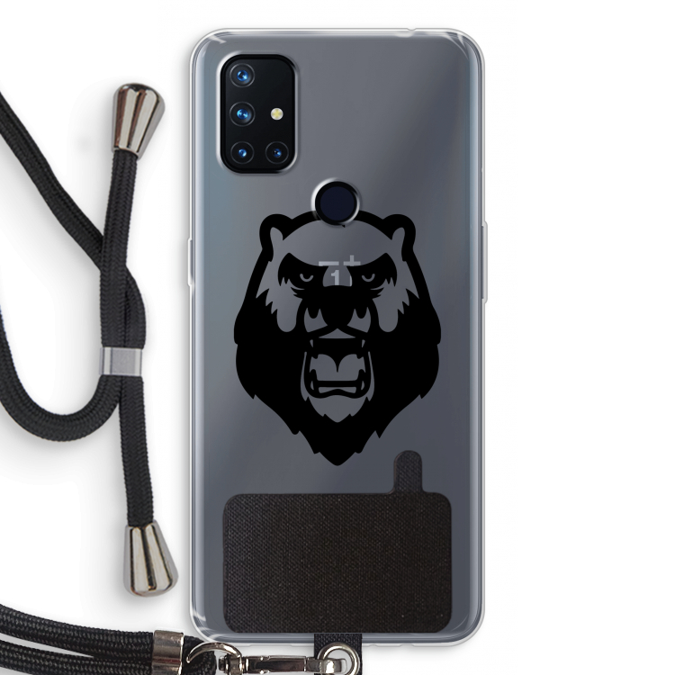 Angry Bear (black): OnePlus Nord N10 5G Transparant Hoesje met koord