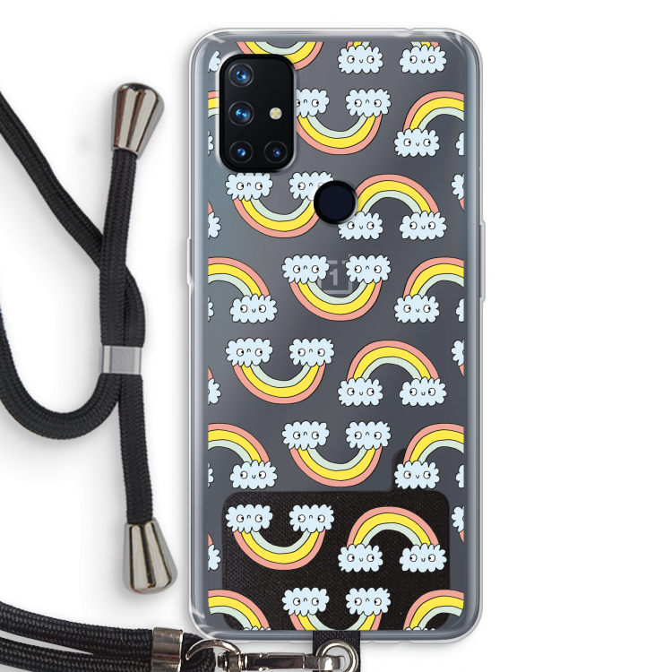 Regenboog: OnePlus Nord N10 5G Transparant Hoesje met koord