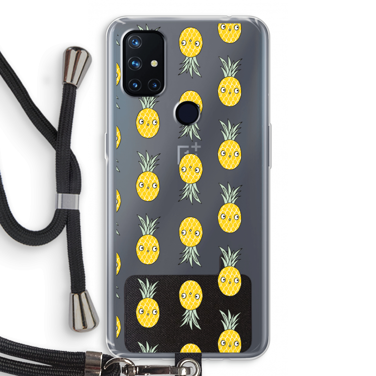 Ananas: OnePlus Nord N10 5G Transparant Hoesje met koord