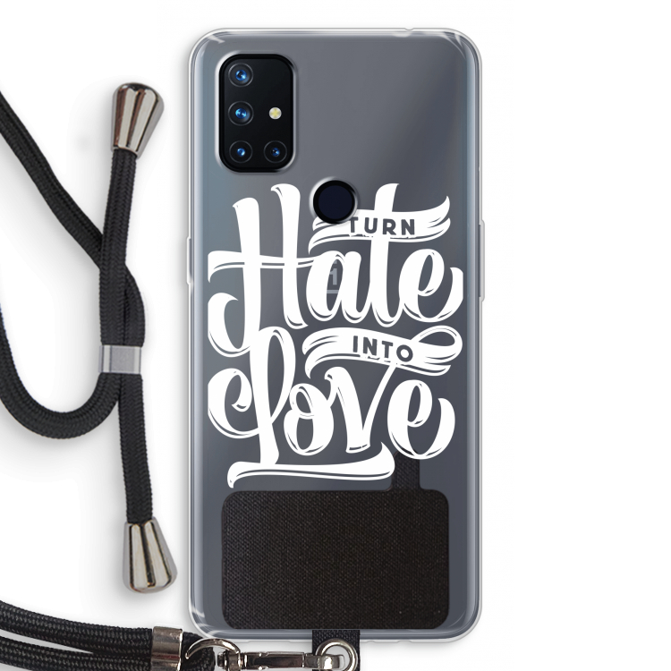 Turn hate into love: OnePlus Nord N10 5G Transparant Hoesje met koord