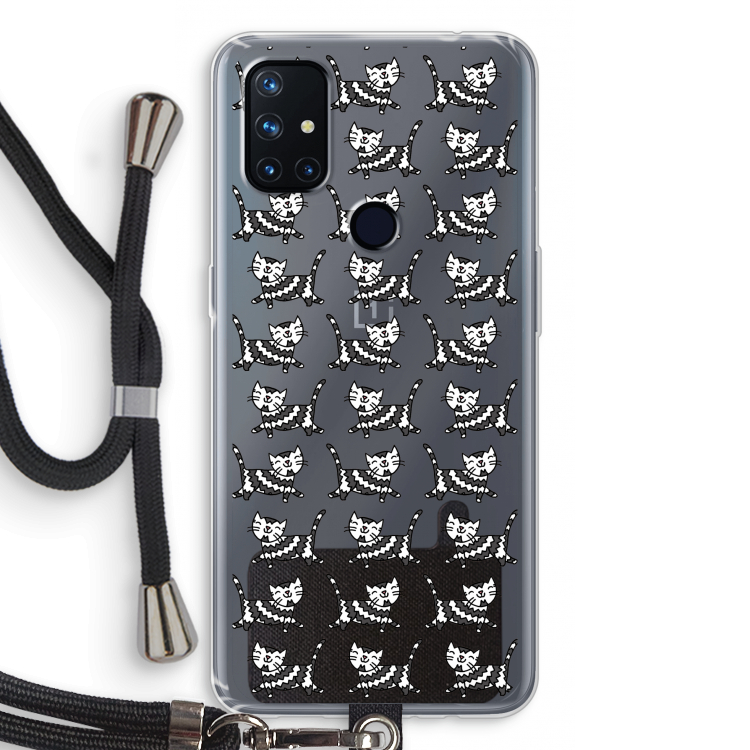 Zwarte poes: OnePlus Nord N10 5G Transparant Hoesje met koord