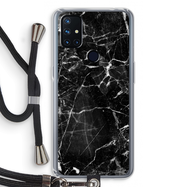 Zwart Marmer 2: OnePlus Nord N10 5G Transparant Hoesje met koord