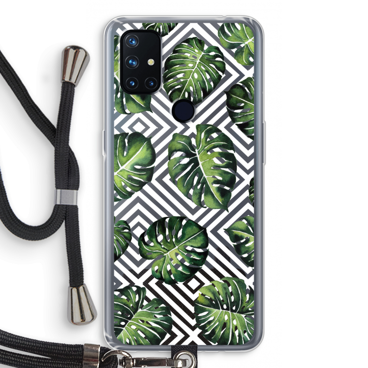 Geometrische jungle: OnePlus Nord N10 5G Transparant Hoesje met koord