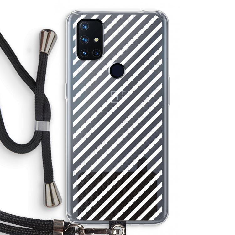 Strepen zwart-wit: OnePlus Nord N10 5G Transparant Hoesje met koord